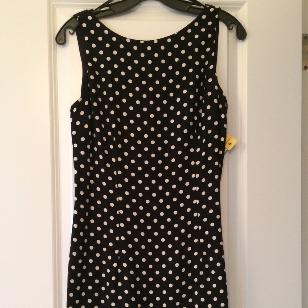SL Fashion Black/White polka dot knee length dress